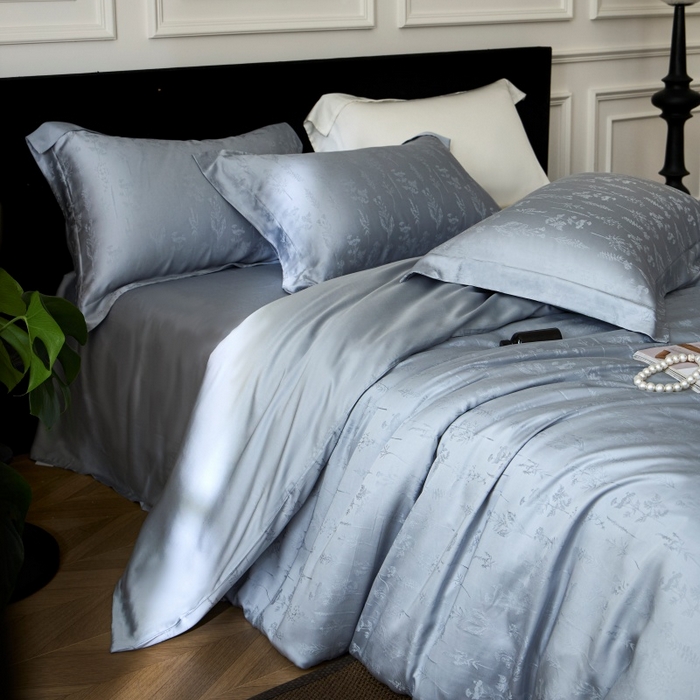 91家纺网 家纺一手货源 找家纺 梵克保罗 2025春夏新款新款纯色LF兰精天丝莱赛尔四件套 雨馨灰