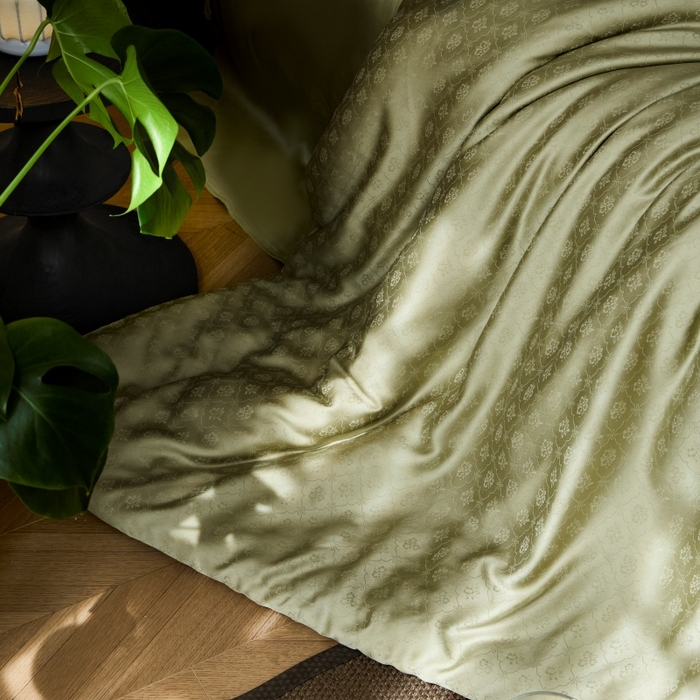 91家纺网 家纺一手货源 找家纺 梵克保罗 2025春夏新款新款纯色LF兰精天丝莱赛尔四件套 夏日绿