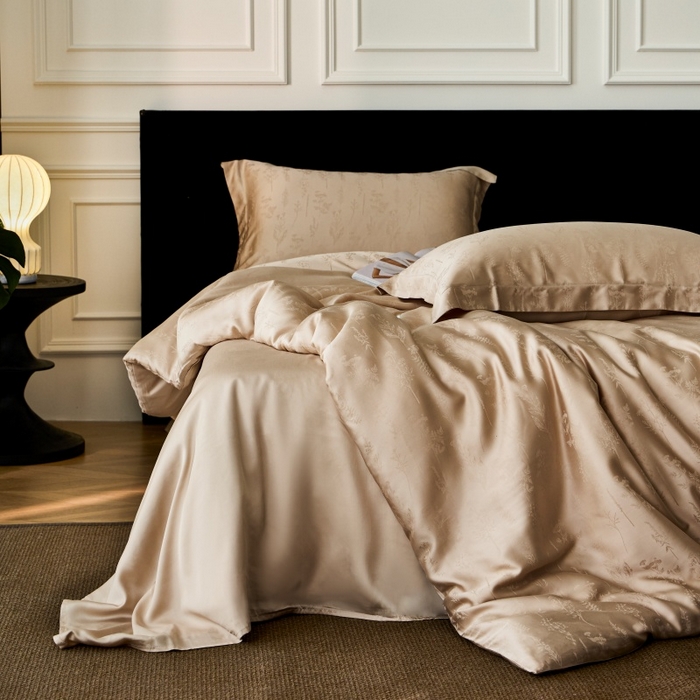 91家纺网 家纺一手货源 找家纺 梵克保罗 2025春夏新款新款纯色LF兰精天丝莱赛尔四件套 雨馨黄