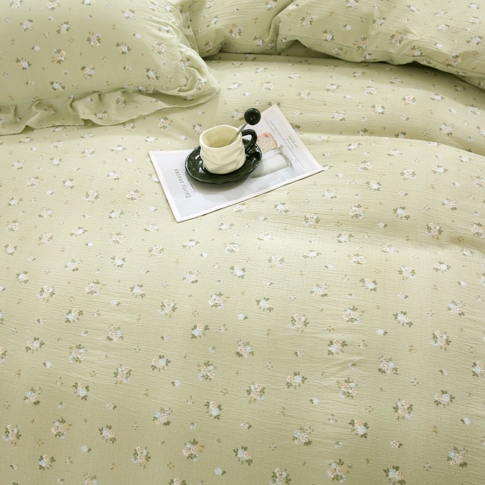 91家纺网 家纺一手货源 找家纺 梵克保罗 2025新款双层纱蕾丝花边床裙四件套 落日暮年-绿