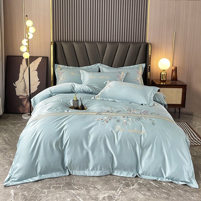 91家纺网 家纺一手货源 找家纺 （总）梵克保罗 2025春夏新款天丝棉刺绣凉感四件套-华尔兹