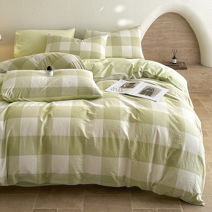 91家纺网 家纺一手货源 找家纺 梵克保罗 2025新款无印风四件套系列 清雅中格-床单款