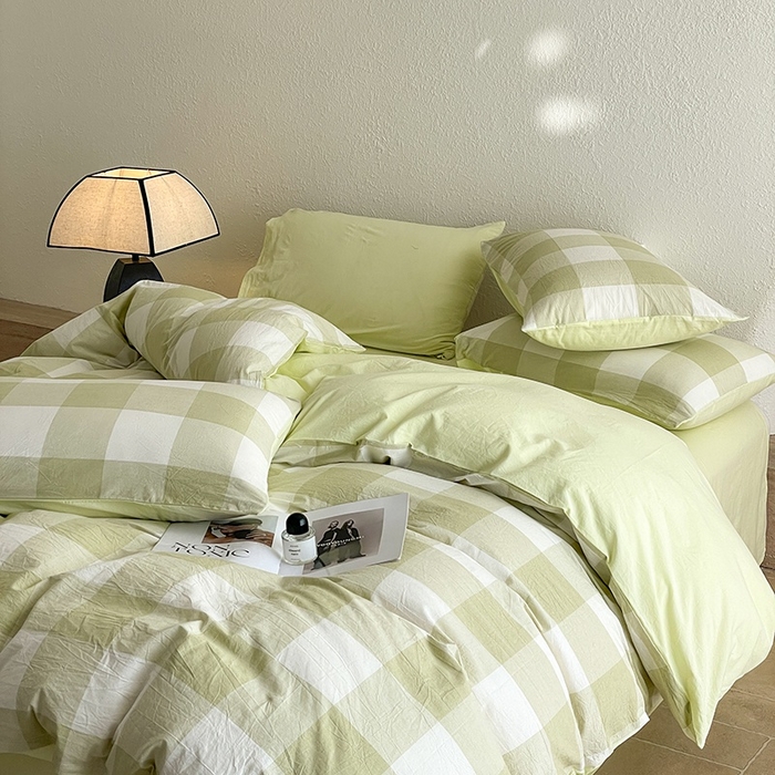 91家纺网 家纺一手货源 找家纺 梵克保罗 2025新款无印风四件套系列 清雅中格-床单款