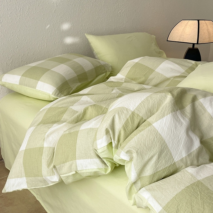 91家纺网 家纺一手货源 找家纺 梵克保罗 2025新款无印风四件套系列 清雅中格-床单款