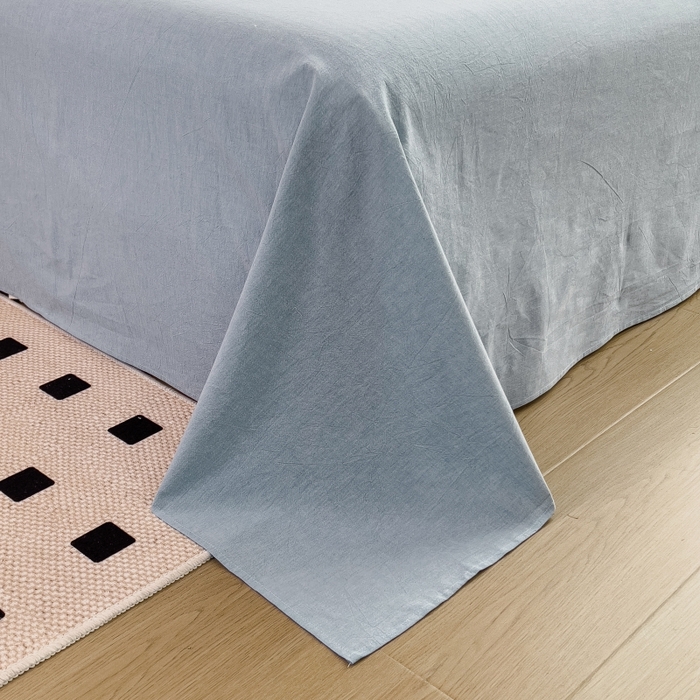 91家纺网 家纺一手货源 找家纺 梵克保罗 2025新款无印风四件套系列 优雅蓝-床单款