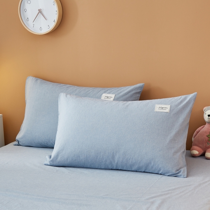 91家纺网 家纺一手货源 找家纺 梵克保罗 2025新款无印风四件套系列 优雅蓝-床笠款