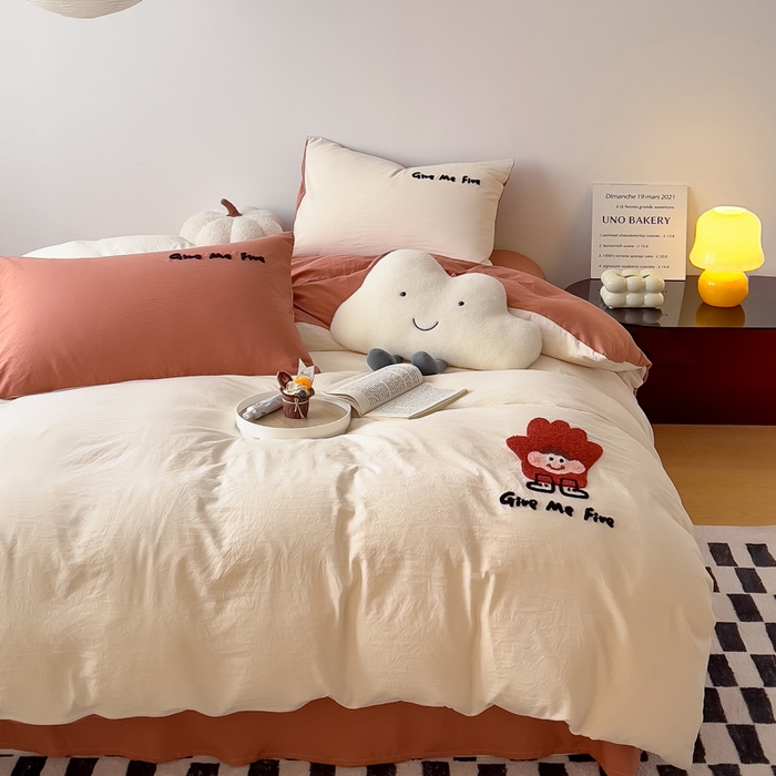 91家纺网 家纺一手货源 找家纺 梵克保罗 2025新款卡通水洗棉毛巾绣四件套 手掌