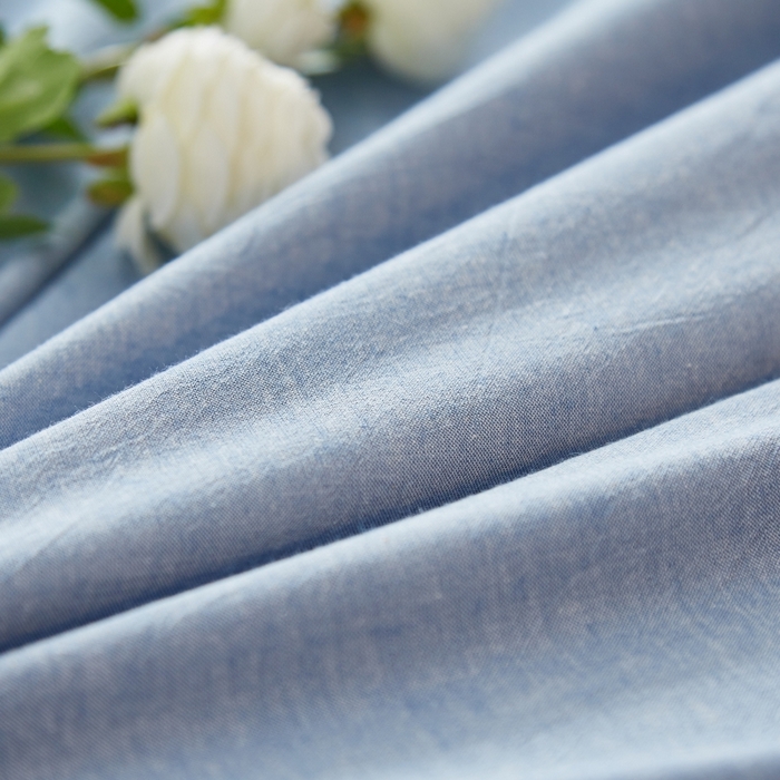 91家纺网 家纺一手货源 找家纺 梵克保罗 2025新款无印风四件套系列 优雅蓝-床笠款