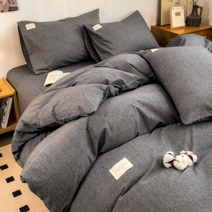 91家纺网 家纺一手货源 找家纺 梵克保罗 2025新款无印风四件套系列 低调灰-床单款