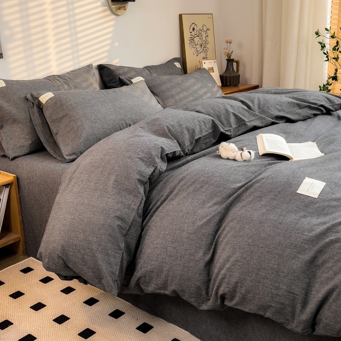 91家纺网 家纺一手货源 找家纺 梵克保罗 2025新款无印风四件套系列 低调灰-床单款