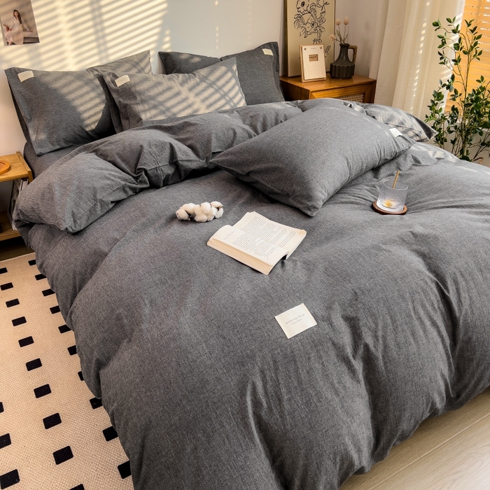 91家纺网 家纺一手货源 找家纺 梵克保罗 2025新款无印风四件套系列 低调灰-床单款