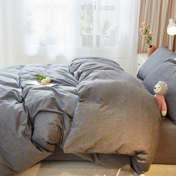 91家纺网 家纺一手货源 找家纺 梵克保罗 2025新款无印风四件套系列 低调灰-床笠款