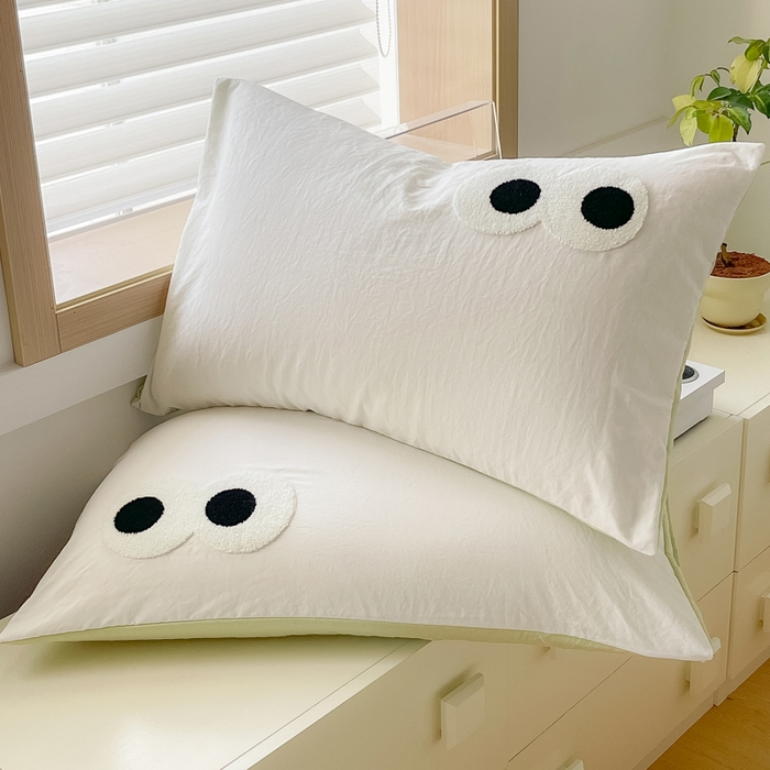 91家纺网 家纺一手货源 找家纺 梵克保罗 2025新款卡通水洗棉毛巾绣四件套 幸运树-米白配浅绿