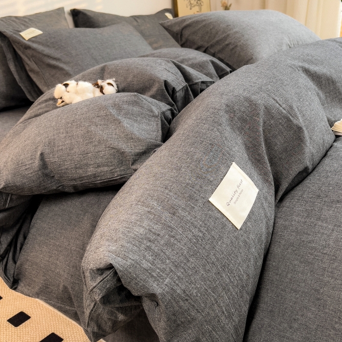 91家纺网 家纺一手货源 找家纺 梵克保罗 2025新款无印风四件套系列 低调灰-床单款