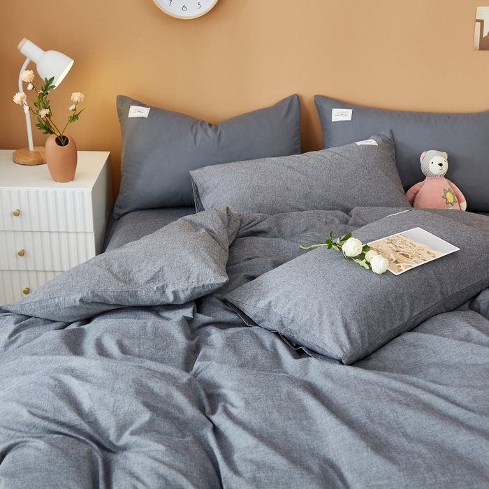 91家纺网 家纺一手货源 找家纺 梵克保罗 2025新款无印风四件套系列 低调灰-床笠款