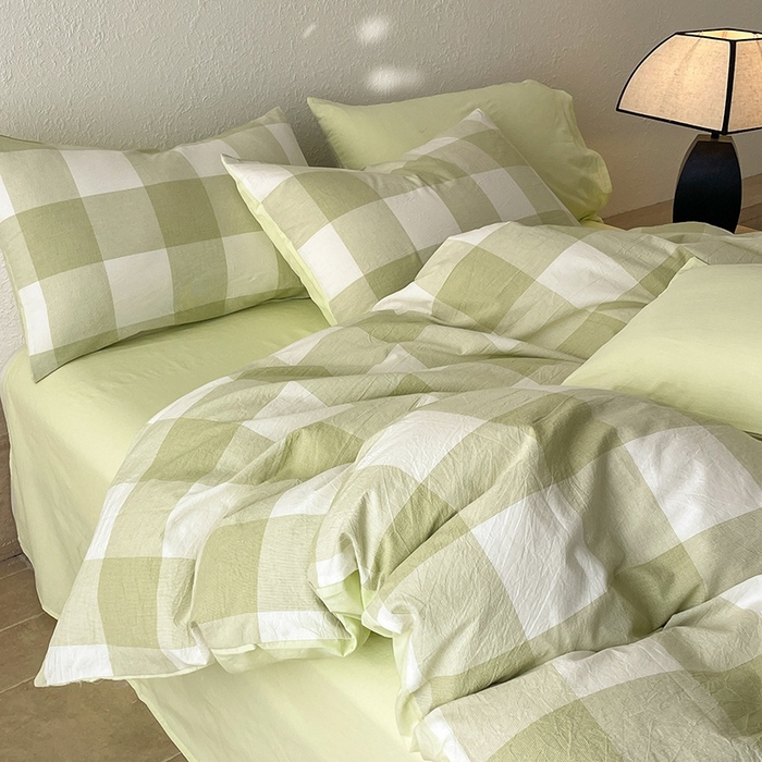 91家纺网 家纺一手货源 找家纺 梵克保罗 2025新款无印风四件套系列 清雅中格-床单款