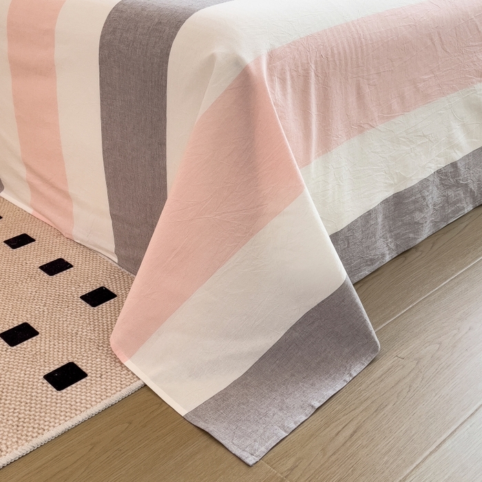 91家纺网 家纺一手货源 找家纺 梵克保罗 2025新款无印风四件套系列 桃玉粉-床单款