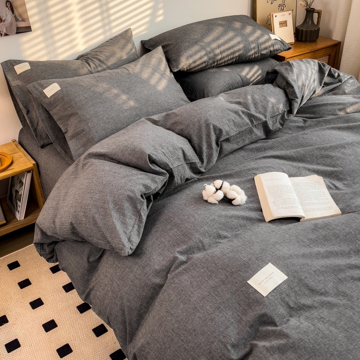 91家纺网 家纺一手货源 找家纺 梵克保罗 2025新款无印风四件套系列 低调灰-床单款
