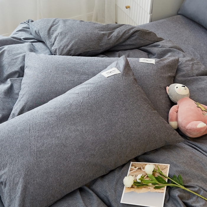 91家纺网 家纺一手货源 找家纺 梵克保罗 2025新款无印风四件套系列 低调灰-床笠款