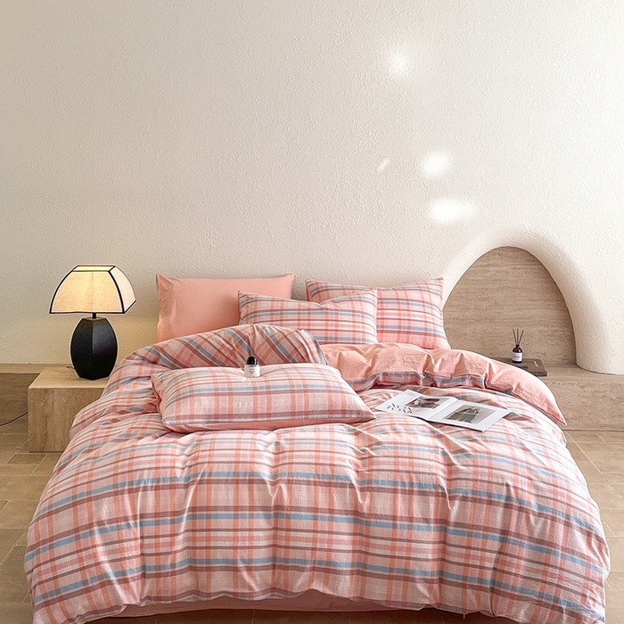 梵克保罗 2025新款无印风四件套系列 炫彩粉-床单款