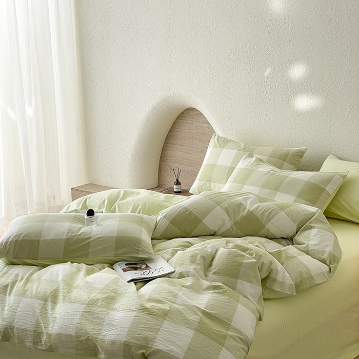 91家纺网 家纺一手货源 找家纺 梵克保罗 2025新款无印风四件套系列 清雅中格-床单款