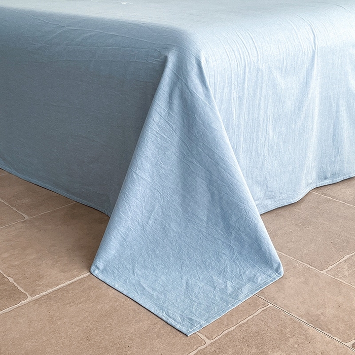 91家纺网 家纺一手货源 找家纺 梵克保罗 2025新款无印风四件套系列 炫彩蓝-床单款