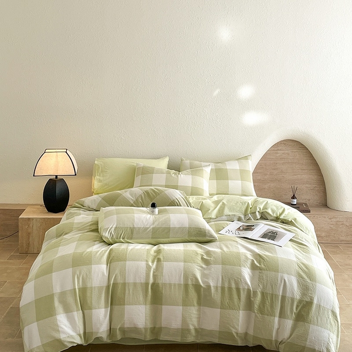 梵克保罗 2025新款无印风四件套系列 清雅中格-床单款