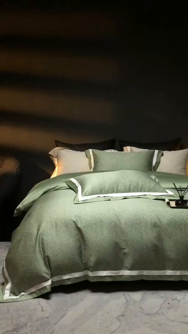 91家纺网 家纺一手货源 找家纺 ONE TWO ONE 121 2025新款高支高密全棉贡缎长绒精工细作工艺款-观雪【会员减-20】  控价 498 -518 观雪-绿