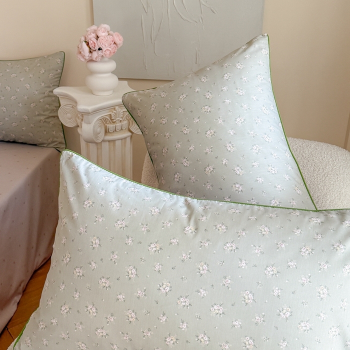 91家纺网 家纺一手货源 找家纺 梵克保罗 2025新款全棉嵌绳四件套 雨汐-绿