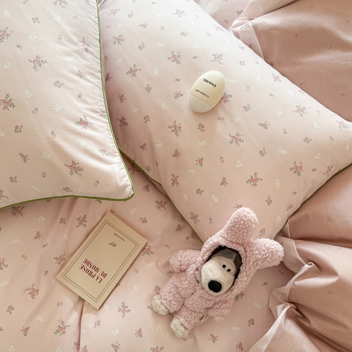 91家纺网 家纺一手货源 找家纺 梵克保罗 2025新款全棉嵌绳四件套 小椿芽