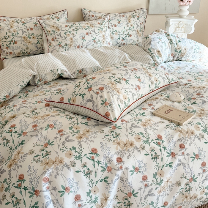 91家纺网 家纺一手货源 找家纺 梵克保罗 2025新款全棉嵌绳四件套 硕果