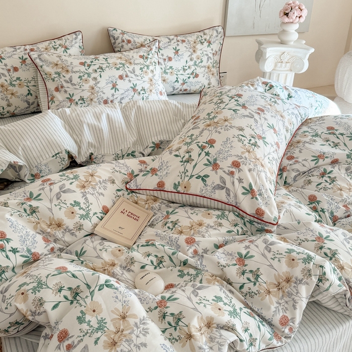 91家纺网 家纺一手货源 找家纺 梵克保罗 2025新款全棉嵌绳四件套 硕果