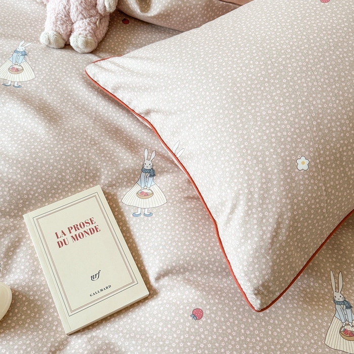 91家纺网 家纺一手货源 找家纺 梵克保罗 2025新款全棉嵌绳四件套 兔兔小姐