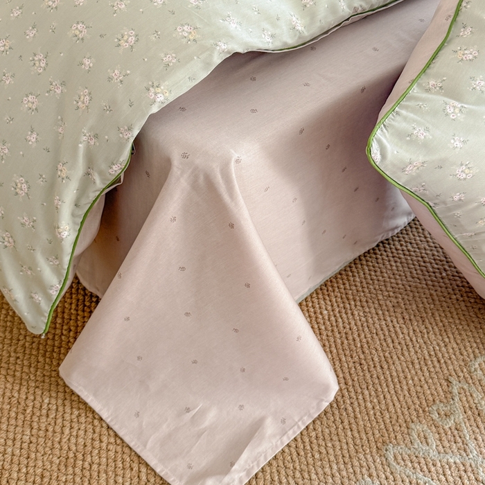 91家纺网 家纺一手货源 找家纺 梵克保罗 2025新款全棉嵌绳四件套 雨汐-绿