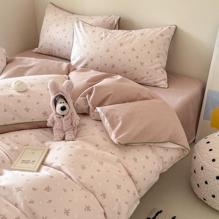 91家纺网 家纺一手货源 找家纺 梵克保罗 2025新款全棉嵌绳四件套 小椿芽