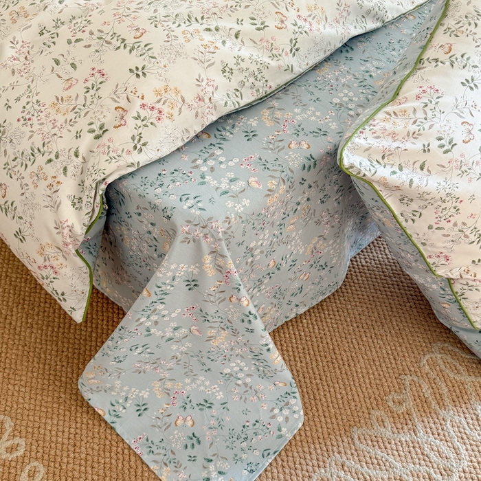 91家纺网 家纺一手货源 找家纺 梵克保罗 2025新款全棉嵌绳四件套 甜心藤