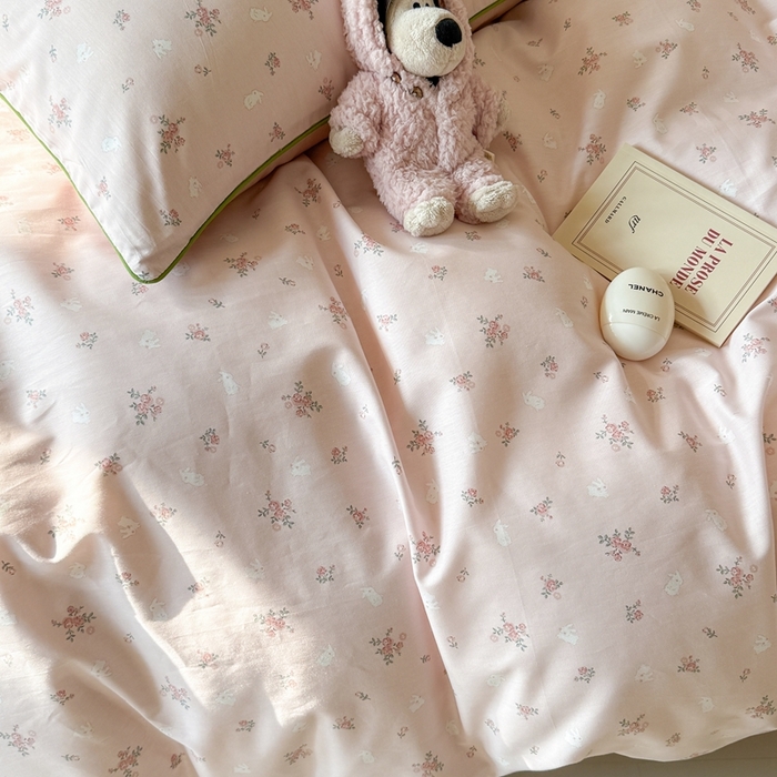 91家纺网 家纺一手货源 找家纺 梵克保罗 2025新款全棉嵌绳四件套 小椿芽