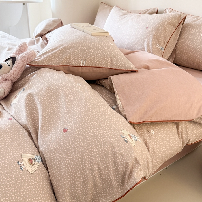 91家纺网 家纺一手货源 找家纺 梵克保罗 2025新款全棉嵌绳四件套 兔兔小姐