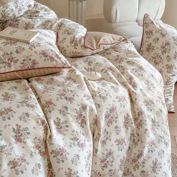 91家纺网 家纺一手货源 找家纺 梵克保罗 2025新款全棉嵌绳四件套 花千朵