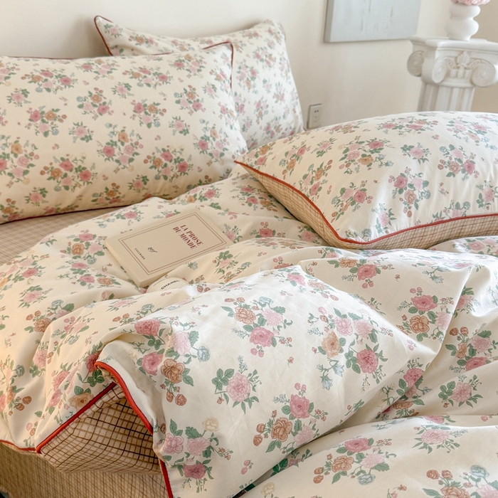 91家纺网 家纺一手货源 找家纺 梵克保罗 2025新款全棉嵌绳四件套 花千朵