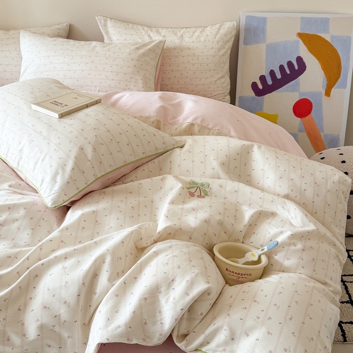 91家纺网 家纺一手货源 找家纺 梵克保罗 2025新款全棉嵌绳四件套 郁香公主