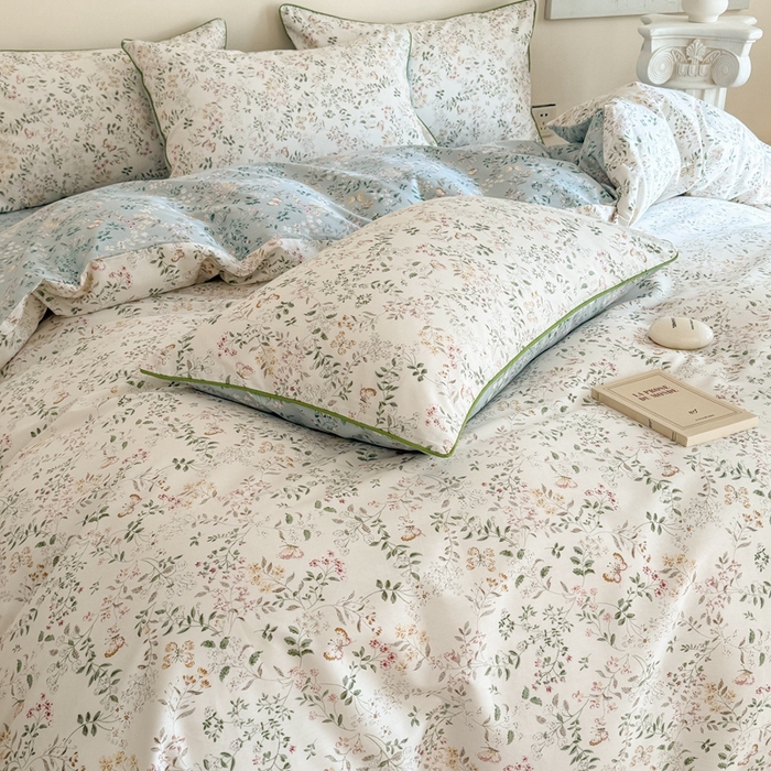 91家纺网 家纺一手货源 找家纺 梵克保罗 2025新款全棉嵌绳四件套 甜心藤