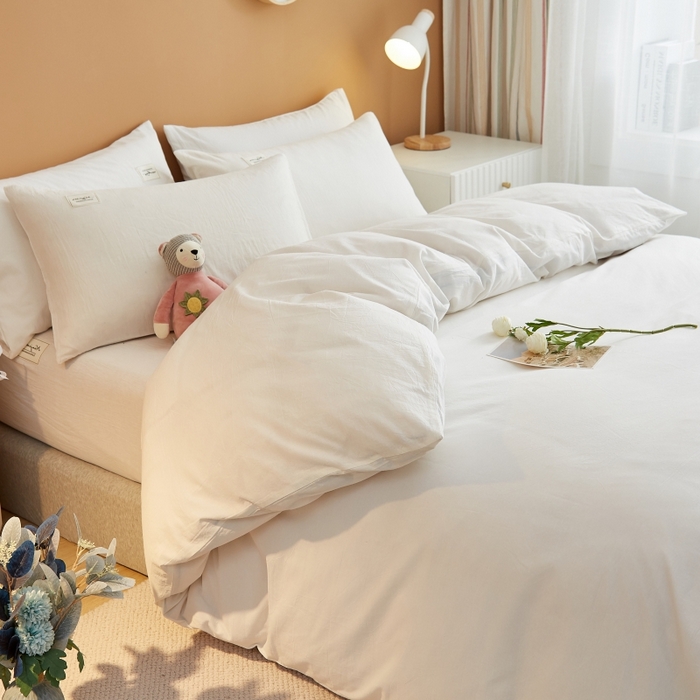 91家纺网 家纺一手货源 找家纺 梵克保罗 2025新款无印风四件套系列 本白-床笠款