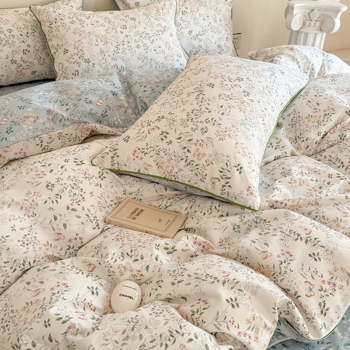 91家纺网 家纺一手货源 找家纺 梵克保罗 2025新款全棉嵌绳四件套 甜心藤