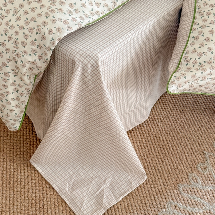 91家纺网 家纺一手货源 找家纺 梵克保罗 2025新款全棉嵌绳四件套 咖小花