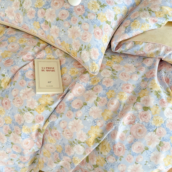 91家纺网 家纺一手货源 找家纺 梵克保罗 2025新款全棉嵌绳四件套 国色芳华