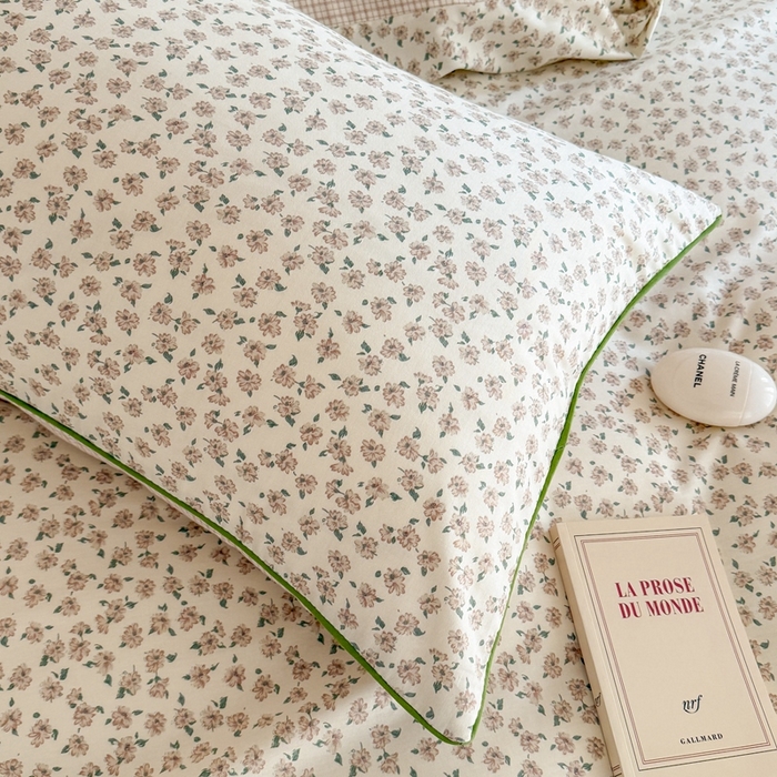 91家纺网 家纺一手货源 找家纺 梵克保罗 2025新款全棉嵌绳四件套 咖小花