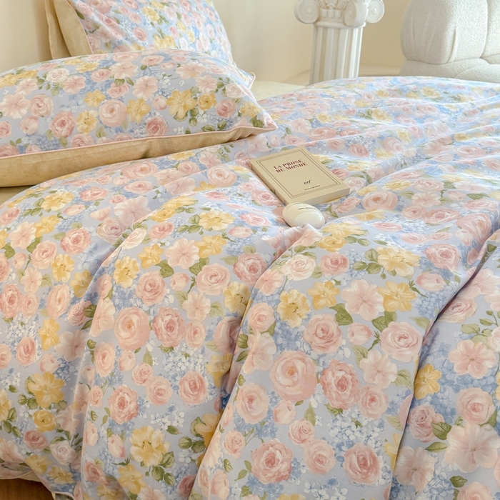 91家纺网 家纺一手货源 找家纺 梵克保罗 2025新款全棉嵌绳四件套 国色芳华