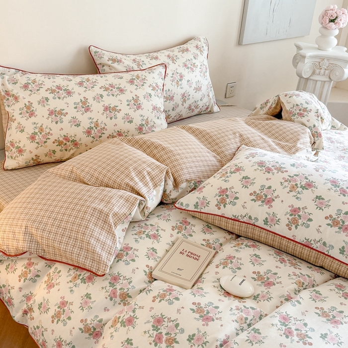 91家纺网 家纺一手货源 找家纺 梵克保罗 2025新款全棉嵌绳四件套 花千朵