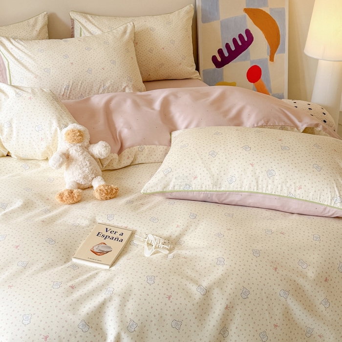 91家纺网 家纺一手货源 找家纺 梵克保罗 2025新款全棉嵌绳四件套 小布丁